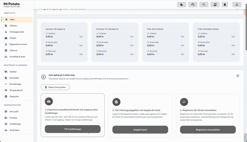 Demonstration av Bokföring i MrPotato